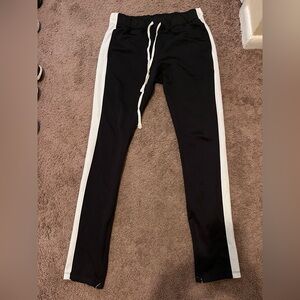 Men's Black Joggers with White Side Stripes